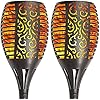 Solar Torch Light with Flickering Flame, Outdoor Solar Lights for Yard, with 96 LED Torches, 43 Inches Long, Waterproof LED Night Light - 2 Pcs